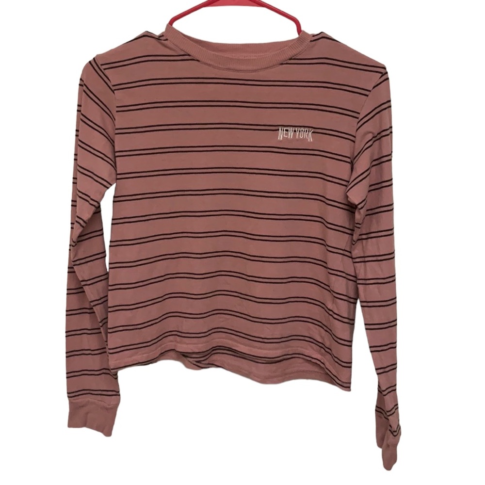 Pink Striped New York Long Sleeves Top